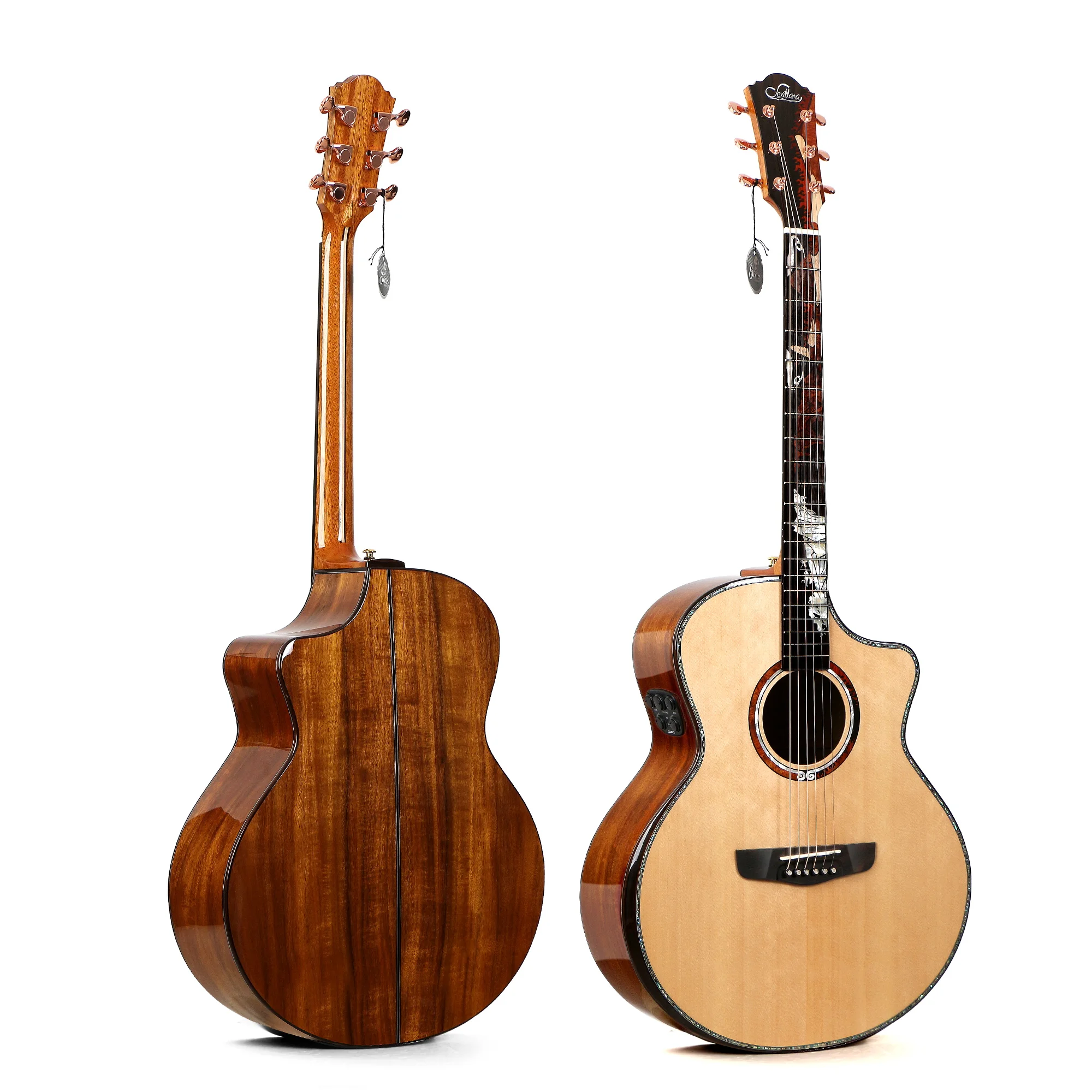 Top quality all solid 41 inch electric semi acoustic guitar with acacia back material custom OEM guitar for wholesale