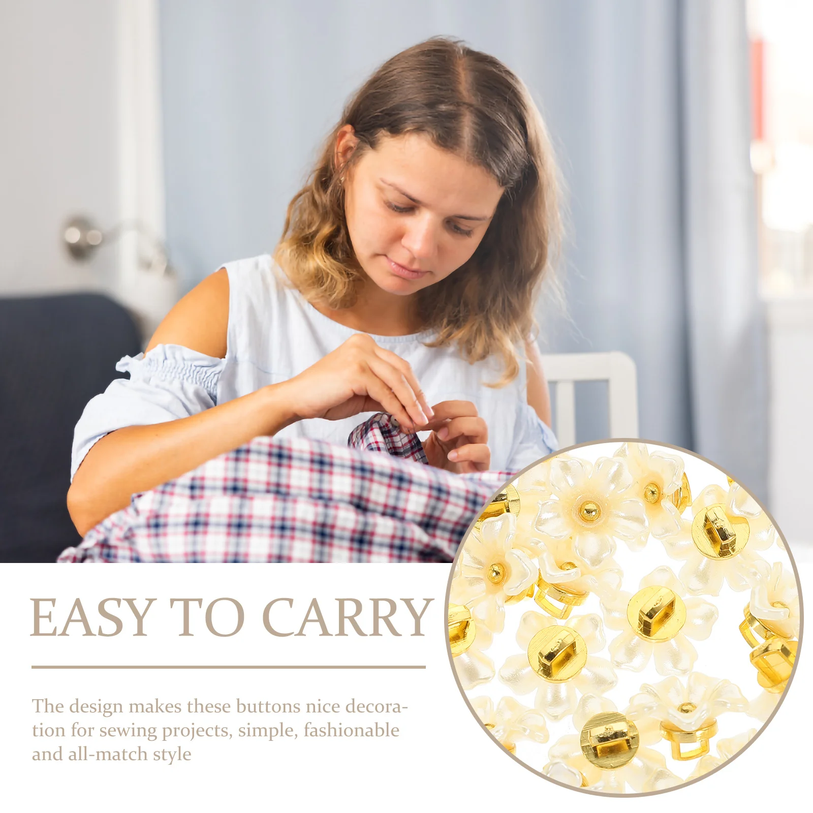 

100Pcs Clothing Buttons Flower Shape Delicate Sewing Buttons DIY Embellishments for Sweater Coat Shirt Dress Craft Accessories