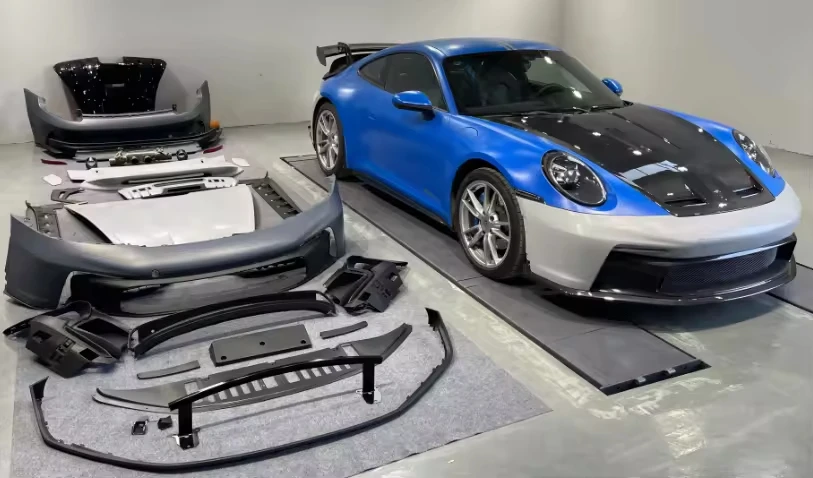 New 992 GT3 Style Body Kit for 911 2019+ Upgrade Includes Front Lip Fender Bumpers Side Skirt Spoiler Hood Easy