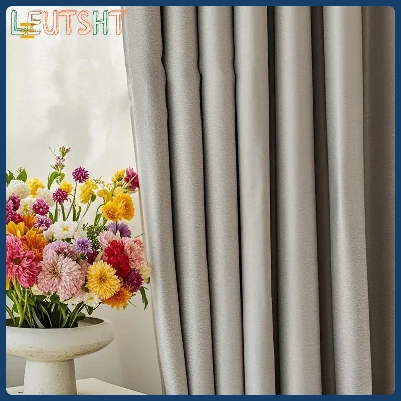 

European Custom Size Blackout Curtains Faux Linen Thermal Insulated Drapes for Bedroom Living Room Home Door Screen Shutter