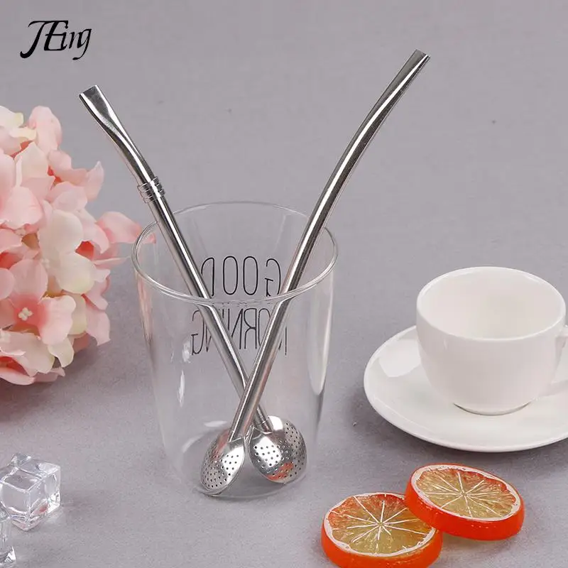 Spoon Tea Filter Yerba Mate Tea Straws Stainless Steel Drinking Straw Bombilla Gourd Reusable Tea Tools Washable Bar Accessories