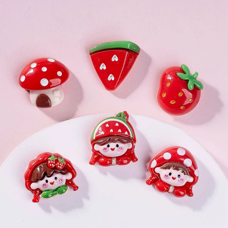 

10 Pcs New Cartoon Candy Fruit Strawberries, Watermelons, Girls Resin Scrapbook Diy Jewelry Party Children Hairpin Accessories