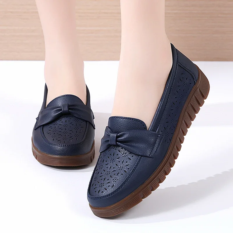 2024 Leisure Flat Shoes Women\'s Flat Shoes Retro Square Toe Leather Women\'s Spring Elegant Bow Women\'s Shoes Leisure Fashion