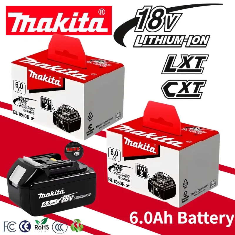 

Makita 18V 6.0Ah replaceable Battery BL1840B BL1830B BL1850B BL1860B BL1815N Replacement Lithium Battery with 3A Charger