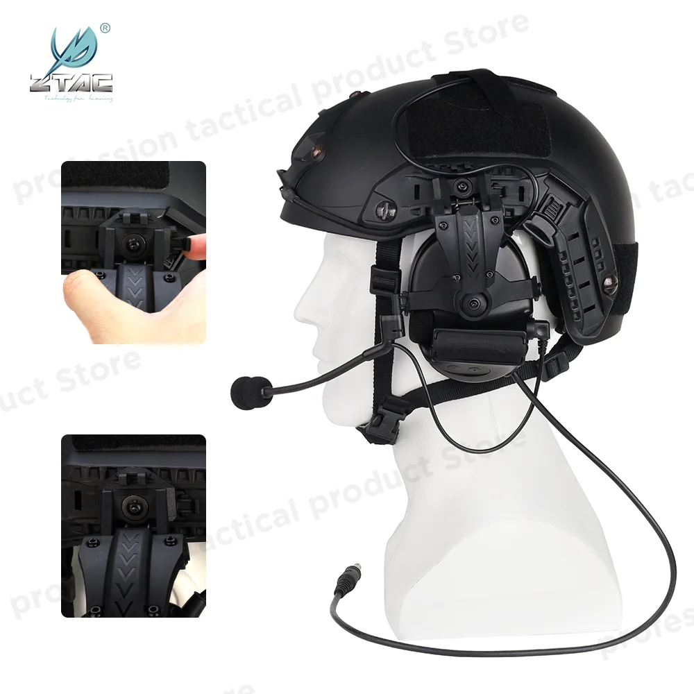 ZTAC Tactical Helmet Headset Comta Pelto Dual Ptt Pickup Noise Reduction Airsoft Headphone Accesories For ARC Baofeng UV82