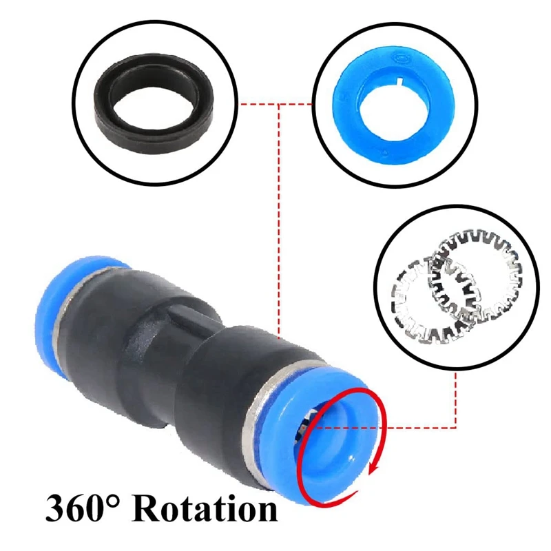 Quick Coupler Kit, Push-On Direct Coupling, Pneumatic Air Line Connector Direct Connection (4Mm/6Mm/8Mm/10Mm/12Mm)40 PCS