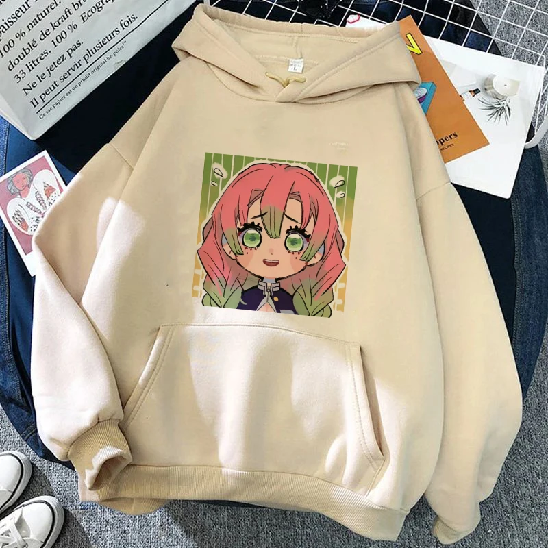 Anime Demon Slayer Kochou Shinobu felpa con cappuccio da donna Casual autunno felpa con cappuccio caldo o-collo sciolto femminile Y2K Pullover felpa invernale