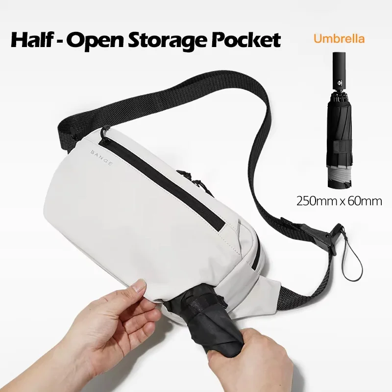 Bolsa de Peito Antifurto Impermeável BANGE com Múltiplos Modos de Transporte, Bolsa Transversal de Ombro para Viagem Masculina, Ideal para Esportes ao Ar Livre, Compatível com Tablets de 7.9''
