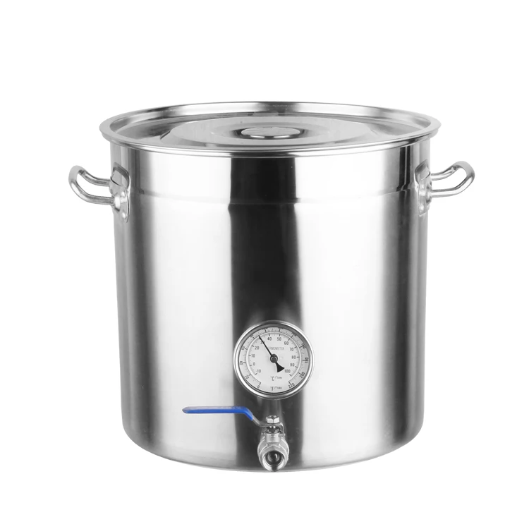 Heavy Duty Stainless Steel Soup Pot Home Brewing Kit with Watch/Thermometer and Solderless Valve