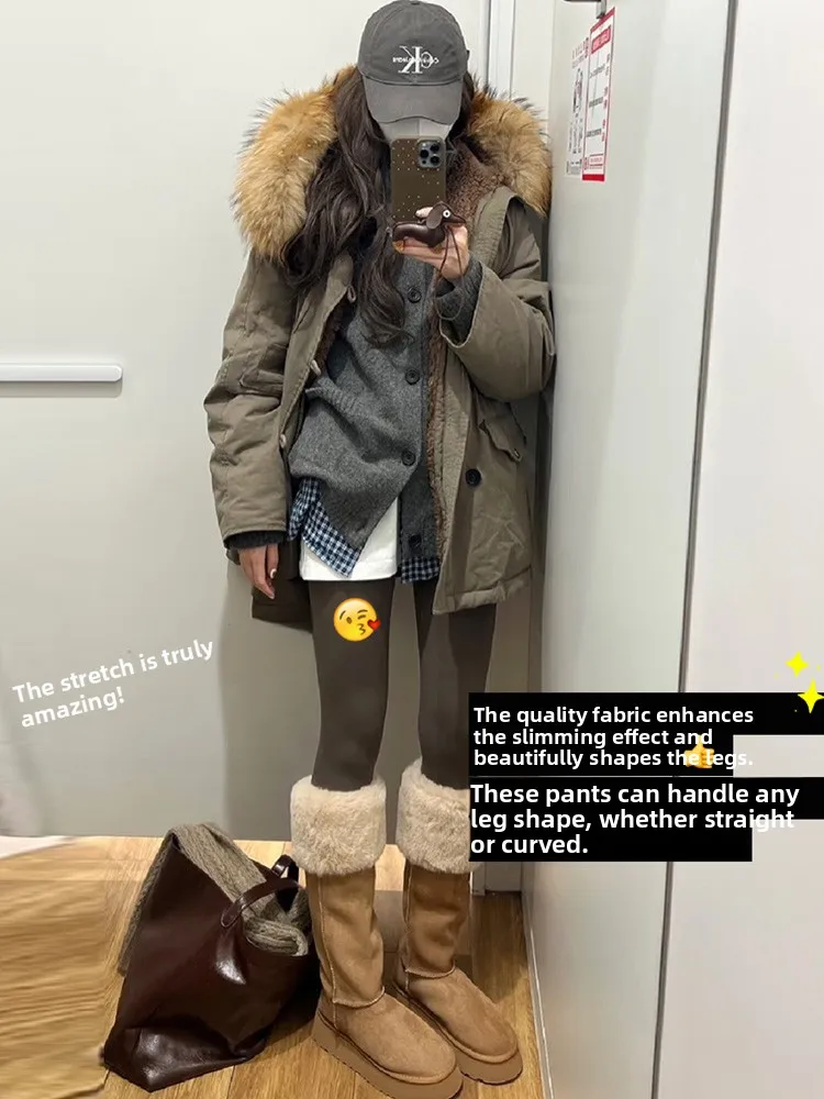 Ceau ark Pants Women's High Waist Thiened Fce Yoga Pants Outerwear Slimming Autumn New Sle L2407-O