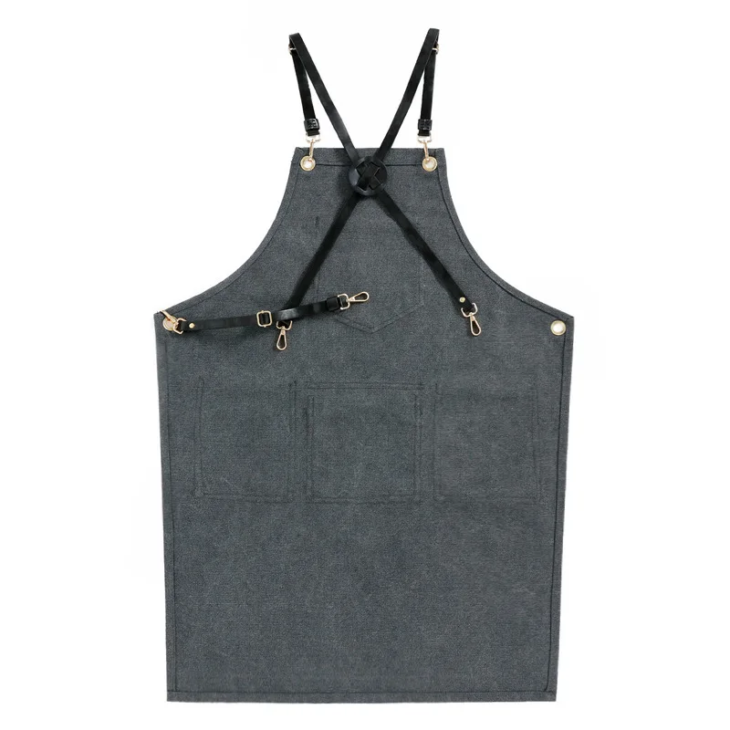 Canvas Apron Women's Thickened Cafe Milk Tea Shop Custom Florist Overalls Apron