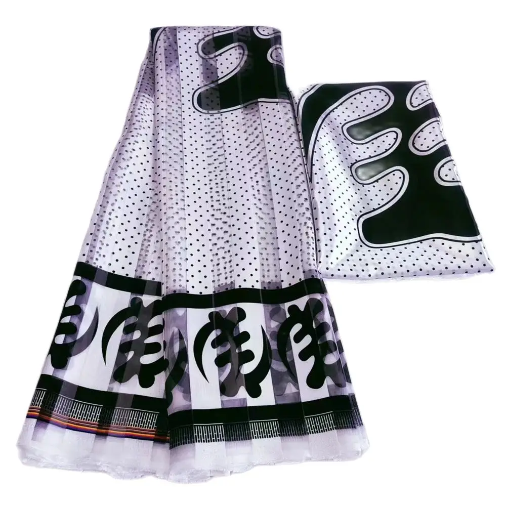 

African Ribbon Satin Organza Silk High Quality Silk Print Fabric African Silk Fabric For Partry Dress 3+3 Yards