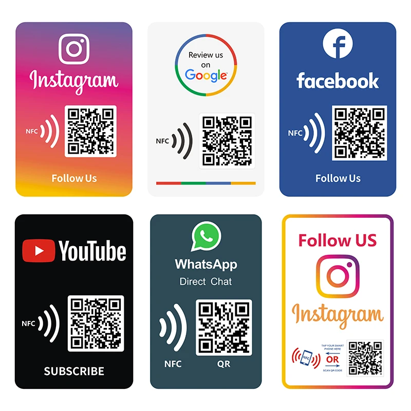 Wholesale Custom Business Logo QR Code Sign Self Adhesive Google Review Plaque NFC Acrylic Social Media Sign Instagram Plates