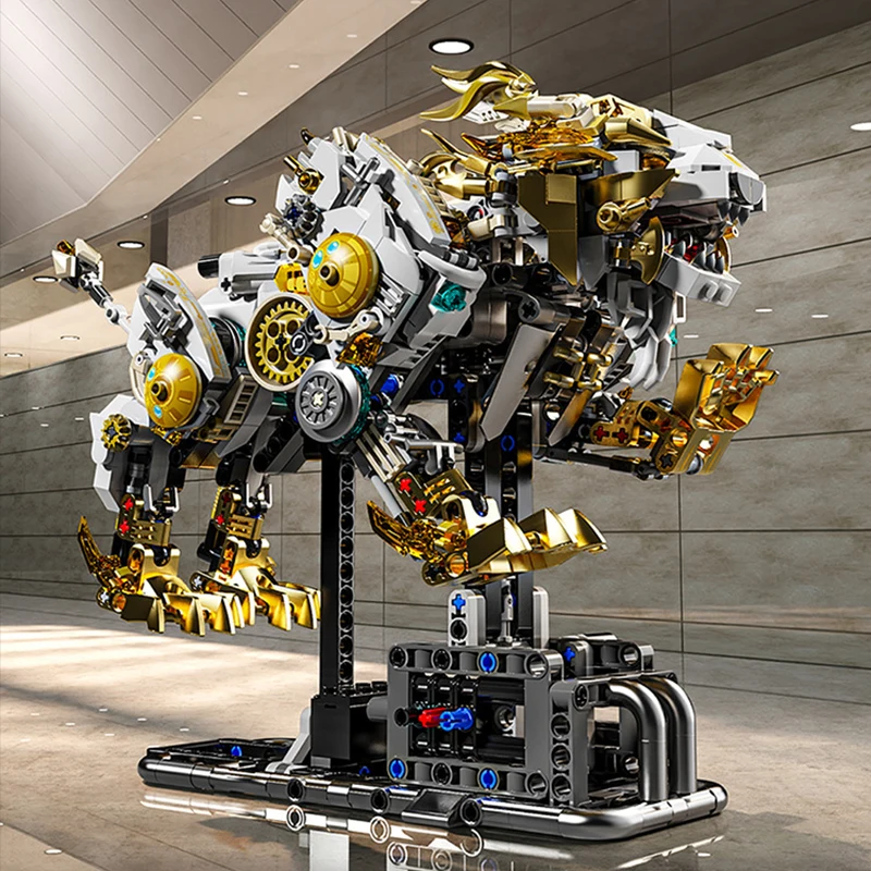 

Механический конструктор-лев, 1073 детали, технологичные кирпичики с подвижными элементами, модель-конструктор, игрушки для детей