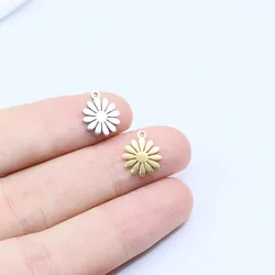 10pcs Stainless Steel High Quality Mirror Polish Jewelry Flower Charms Pendant DIY Handcraft Waterproof Antiallergic
