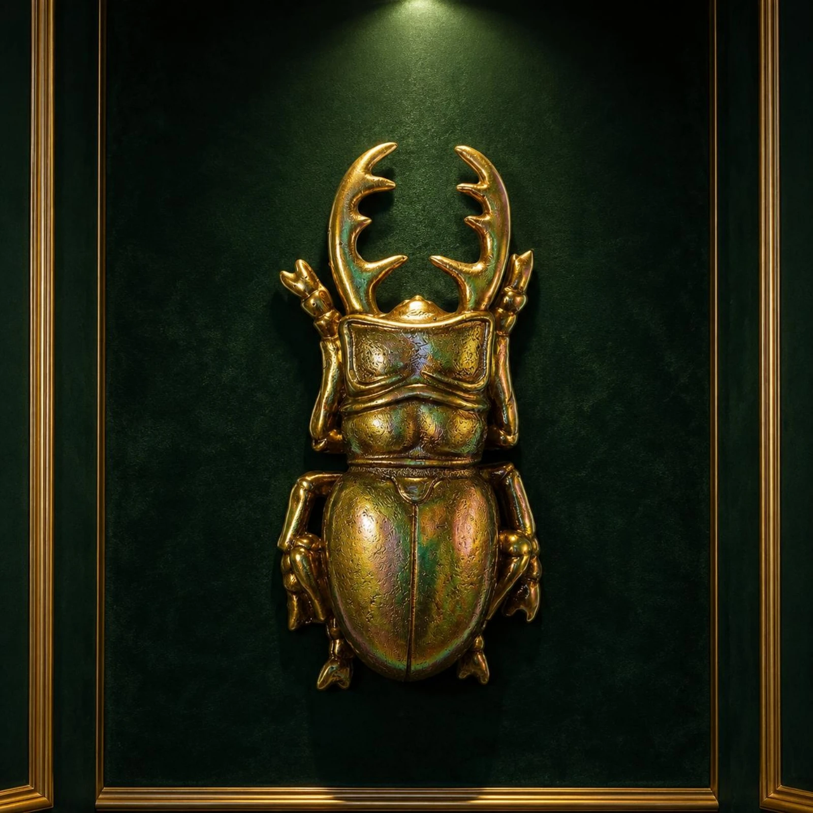 Antique Beetle Figurine Carved Details Wall Art Bug Ornament Three-Dimensional