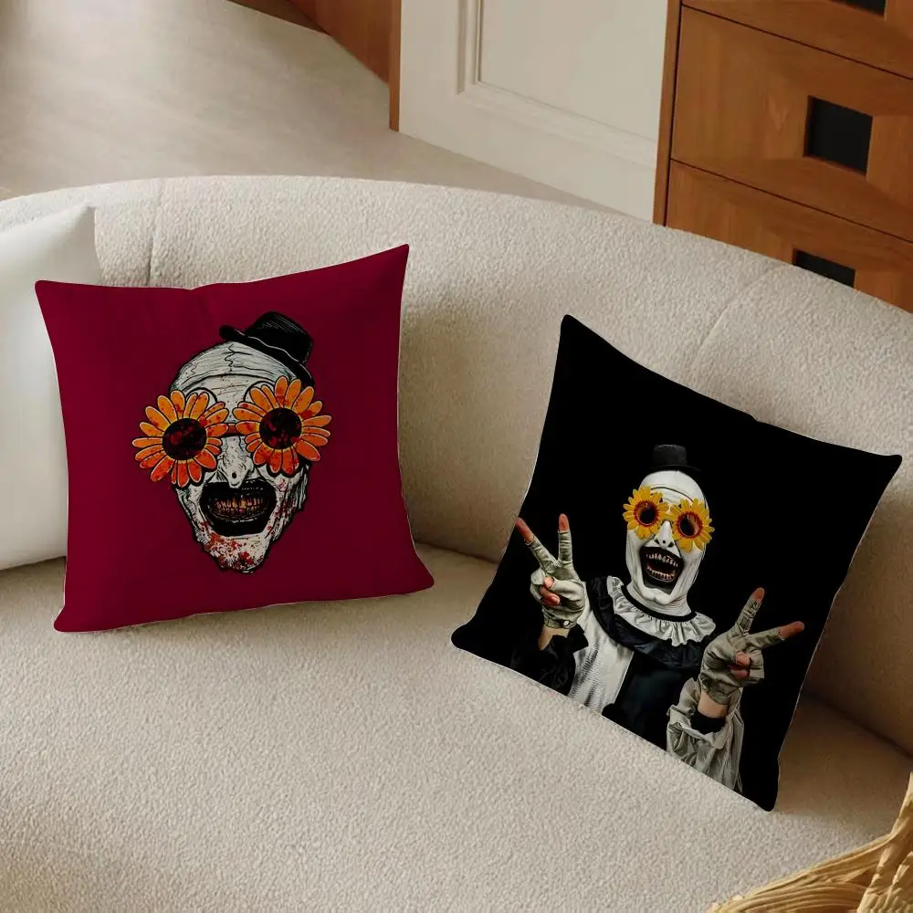 Classic Movie T-Terrifier Cushion Cover Daily Washable Linen Pillowcase Soft  for Sofa Bed Home Room Decor
