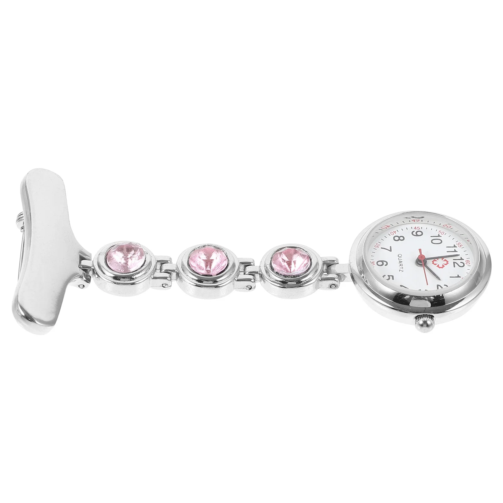 Rhinestone Inlay Student Watch Nurse Fob Pendant Lapel Clip On Timepiece For Medical Exam Gift Alloy Hanging Watch