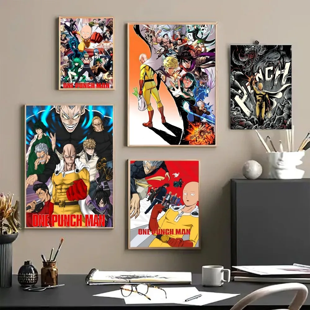 One Punch Man Saitama Self-adhesive Art Poster Decoracion Painting Wall Art White Kraft Paper Home Decor