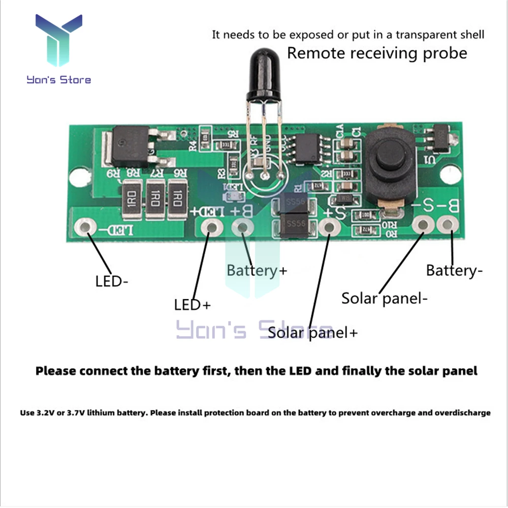 التحكم عن بعد طويلة مشرق التلقائي الحد من الطاقة 3.2V3.7V الشمسية ضوء الشارع لوحة دوائر كهربائية تحكم لوحة القيادة الشمسية