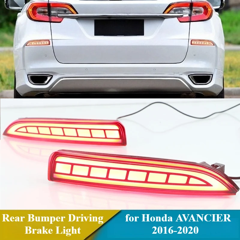 

for Honda AVANCIER 2016-2020 2Pcs Car Rear Fog Lamp LED Rear Bumper Driving Brake Light Dynamic Turn Signal Light Reflector