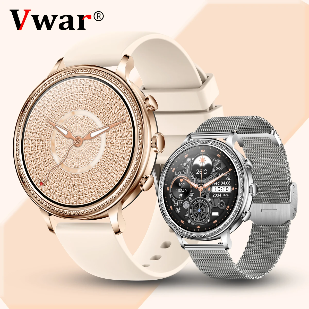 VWAR Smart Watch Women Bluetooth Call Music Female Smartwatch Waterproof Activity Tracker Heart Rate for Xiaomi IOS Android 2023