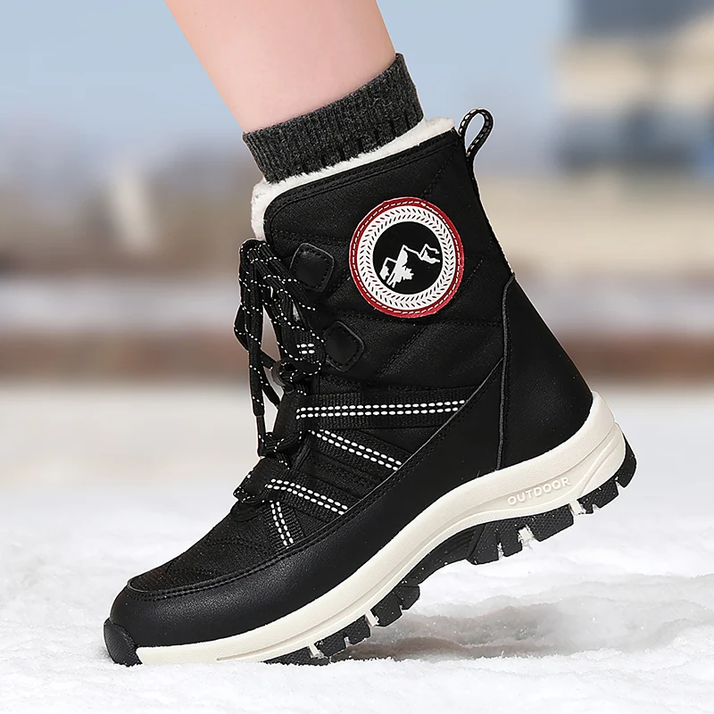 2024 Winter New Women Boots Comfortable Thermal Snow Boots Cross Tie Straps Fashion Outdoor Boots Wear-Resisting Hiking Shoes image 2
