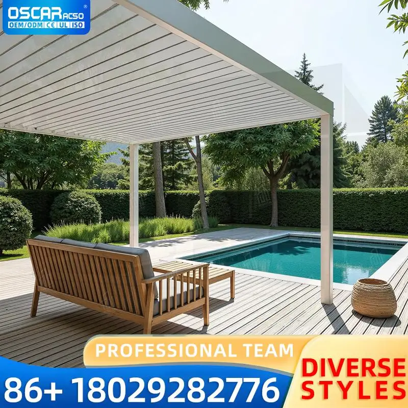 

Durable Electric Patio Cover Kit with Remote Control Ideal for US Backyards and Gardens Outdoor Manual Cantilever Pergola Roof p