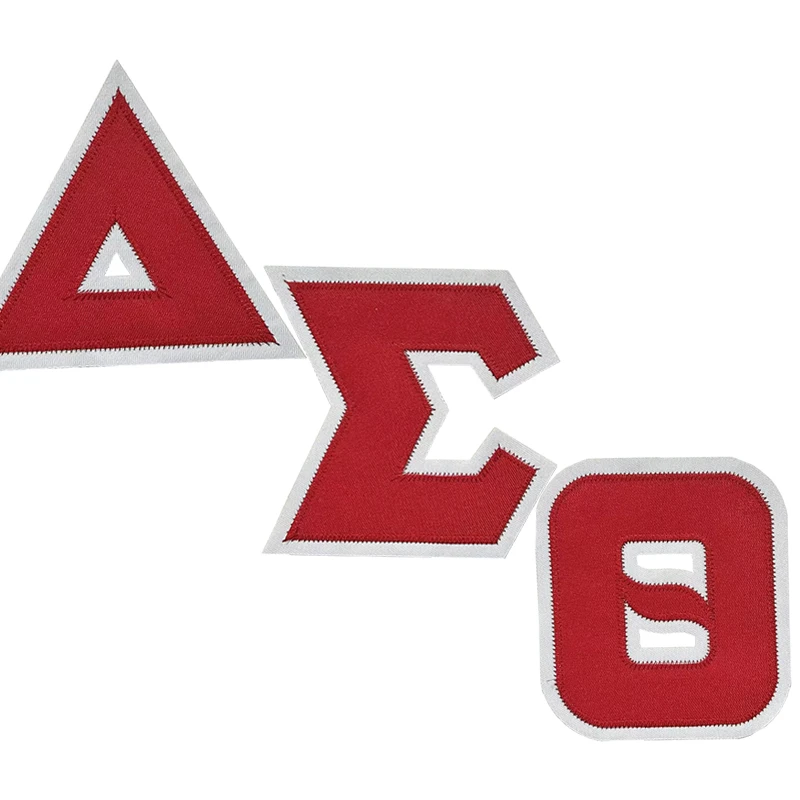 5 INCH High Red Twill Sorority DST Separated Geek Letters Delta Sigma Theta Embroidery Iron on Patches for Clothing