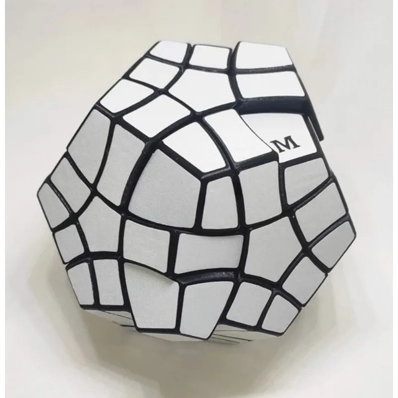 Calvin's Puzzle 3x3 Cube Megaminx Mirror Cube Black Body with White Stickers (Manqube Mod) Cast Coated Magic Cube Toys