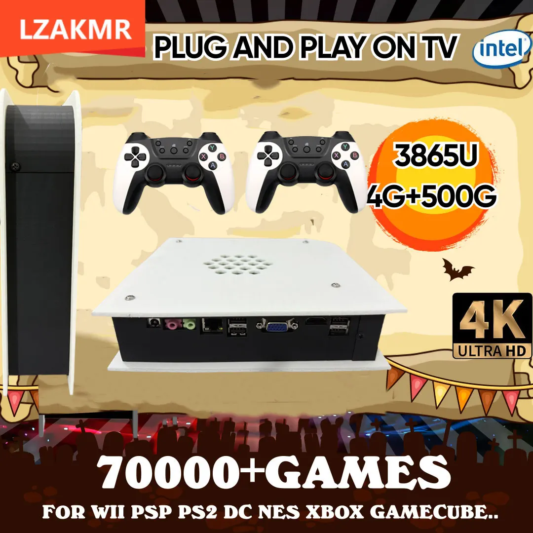 LZAKMR 60+Emulators 500GB Retro Game Console M15 Batocera 1037U 70000+Games For Wii PS2 PSP GameCube N64 Wireless handle