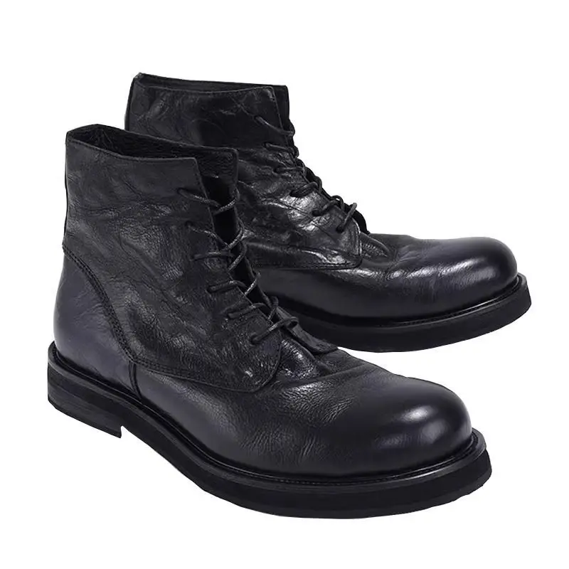 

2025 Men's Hot British Style Thick-Soled Height-Increasing Trendy Workwear Motorcycle Short Casual High-Top Boots