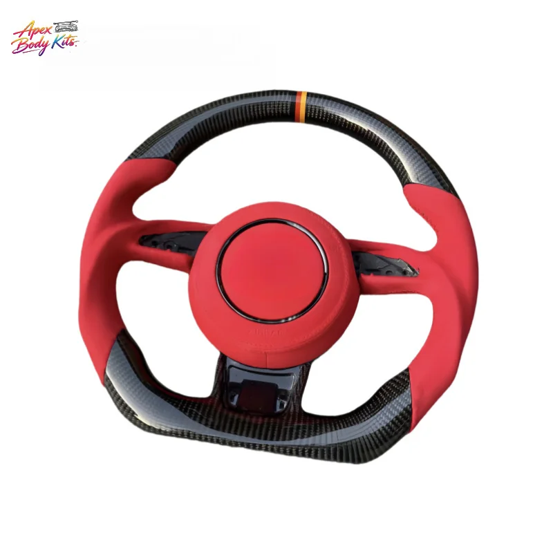 For Audi A1 A3 A4 A5 A7 Q3 Q5 Q7 Q8 RS3 RS7 S6 S7 S3 Sports Flat Bottomed Carbon Fiber Steering Wheel Upgrade Without Airbag