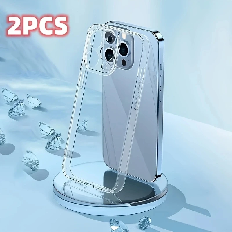 

2 шт прозрачный чехол для IPhone 14 13 12 11 Pro Plus мини ультра тонкий силиконовый мягкий ТПУ чехол для IPhone 15 Pro Max