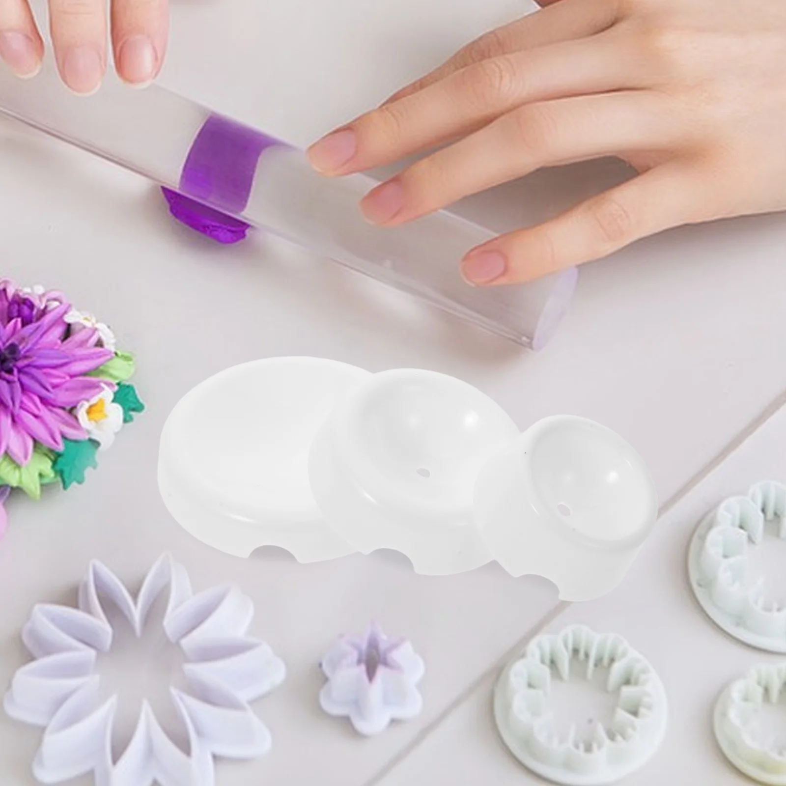 12Pcs Floral Fondant Mold Button Shape Cake Decorating Tray Plastic Sugar Flower Forming Holder Drying Rack Fondant Flower Mat