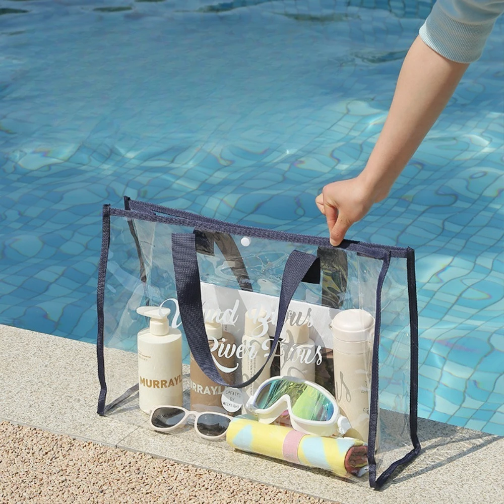 Multifunctional Waterproof Clear Toiletry Bag Handheld Swim Cosmetic Storage Large Capacity Beach Tote