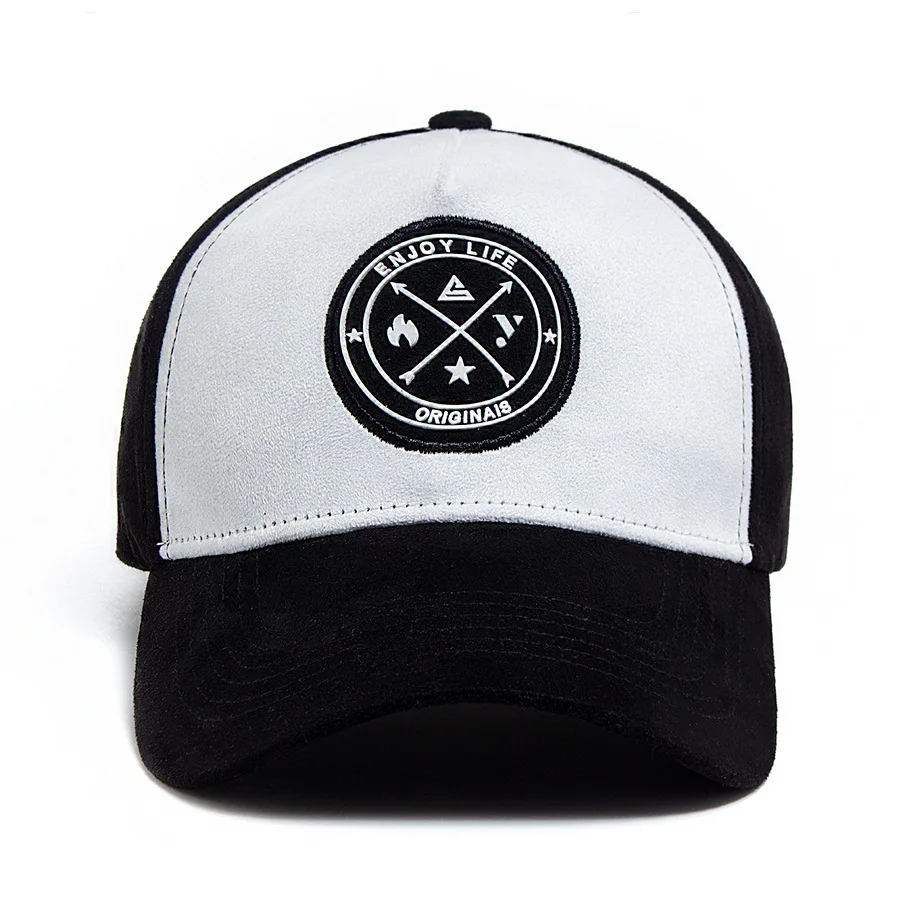 New Round Leather Labels Trendy Suede Hats for Men Baseball Caps Men's Versatile Sun Hats Women's Hip-hop Caps Outdoor Shade