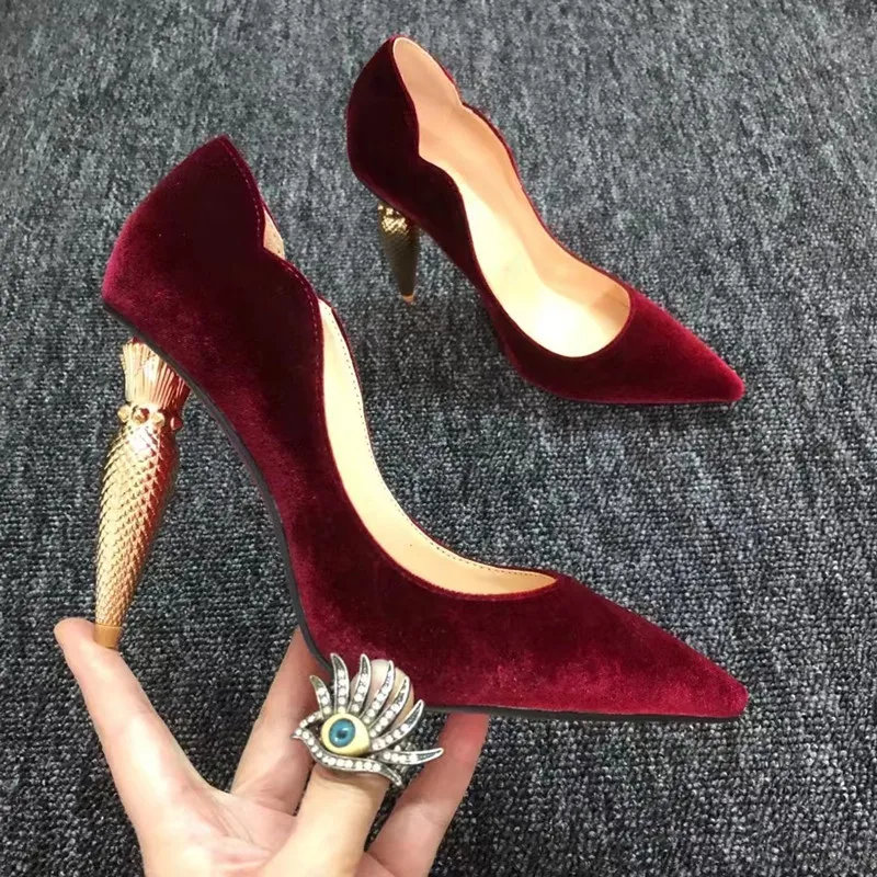 Luxury Lipstick Heel Sandals New Spring Women Sexy High Heels Pumps Women\'s Elegant Party Banquet Designer Shoes Size 42 43