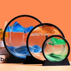 5/7/12 pollici 3D Quicksand Art Picture Round Glass Liquid clessidra Deep Sea Sandscape Sandglass Creative Sand Clock Home Decor