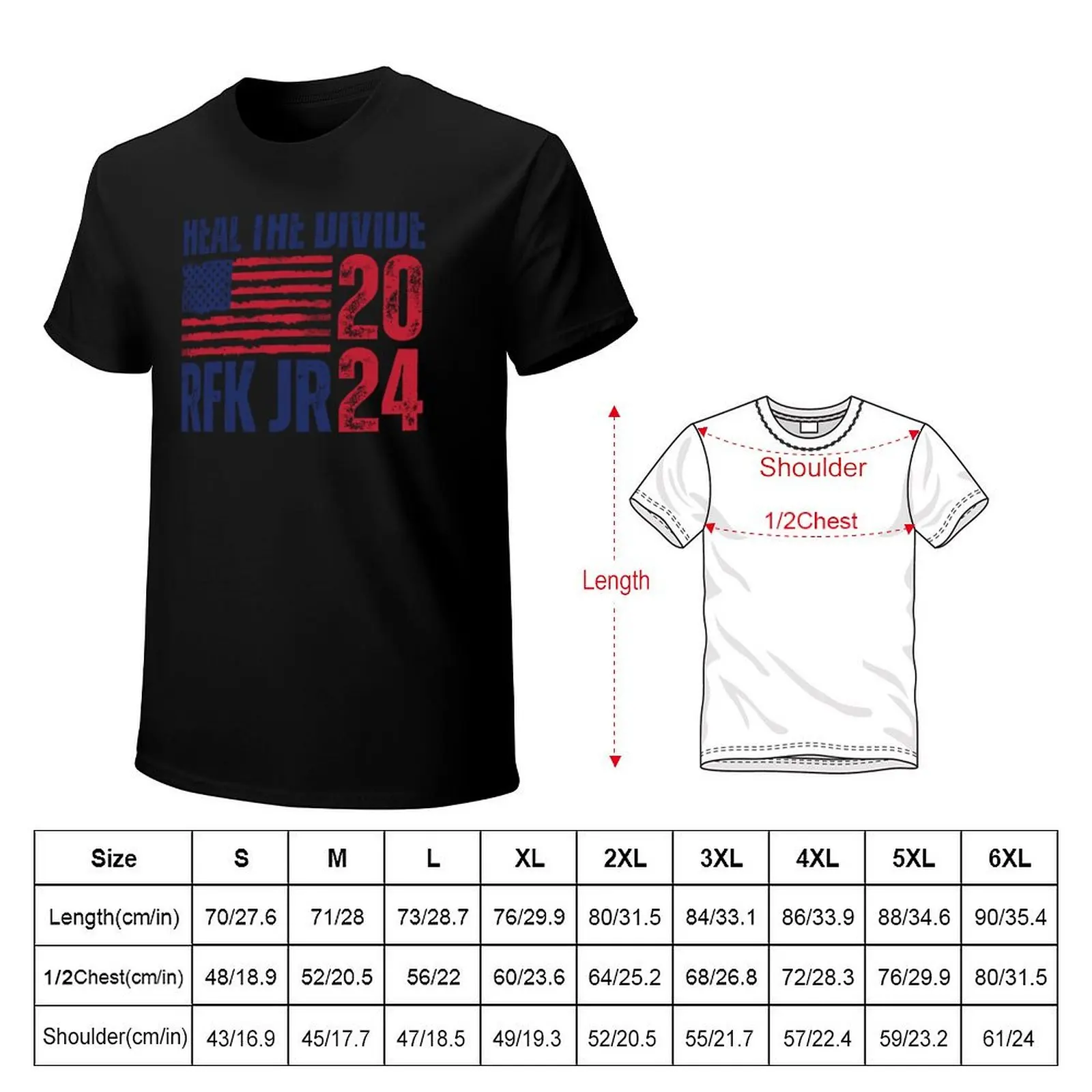 RFK JR 2024 Heal The Divide T-Shirt Casual Minimalist Short Sleeve Top