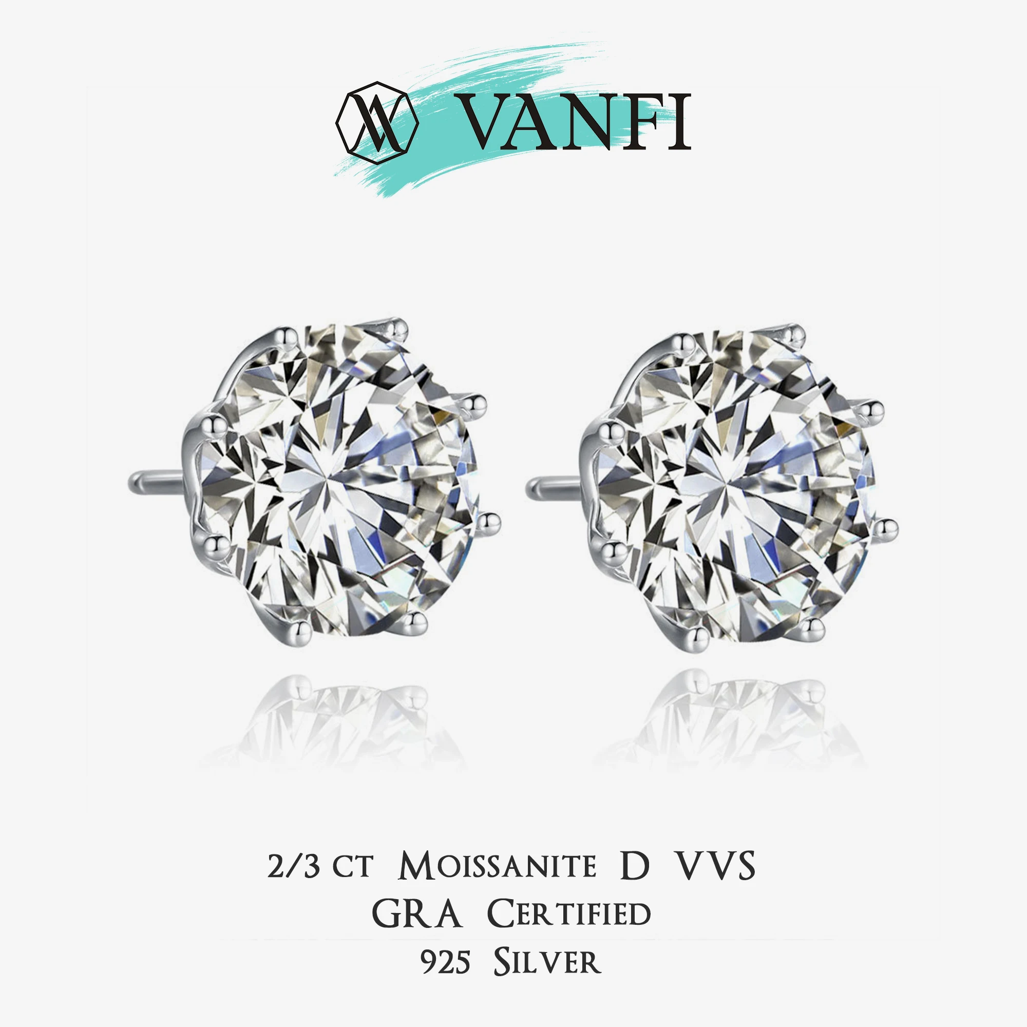 

KFVANFI 2/3 карата серьги с муассанитом для женщин, высокое качество, стерлинговое серебро 925 пробы, белое золото, классические роскошные вечерние ювелирные изделия, подарок