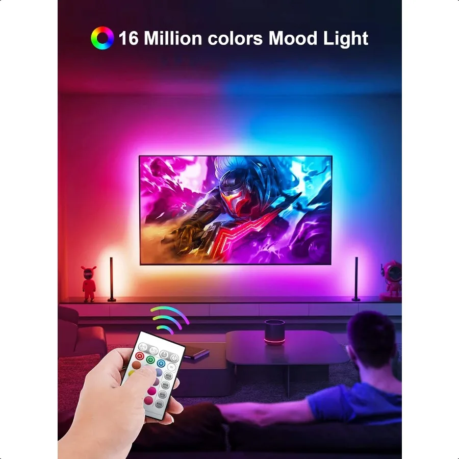 LED Lights for TV 16.4ft LED Lights for 4575 Inch TVs RGB TV Backlight Behind Music Sync Bluetooth APP Remote Control Strip Lig