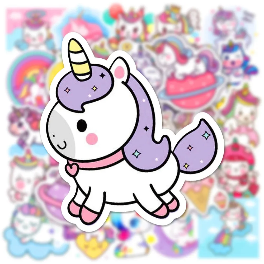 10/50pcs Cartoon Cute Rainbow Unicorn Stickers Pack for Scrapbooking Laptop Travel Luggage Laptop Wall Car Decoration Decal