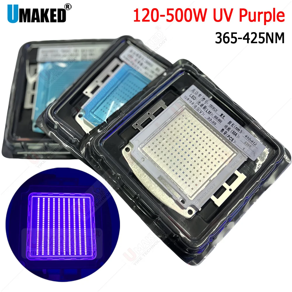 1pc 120w150w200w300w500w Purple/UV color beads Chip, 365-435nm High Power LED Chip COB Lights Light Beads floodlight spotlight