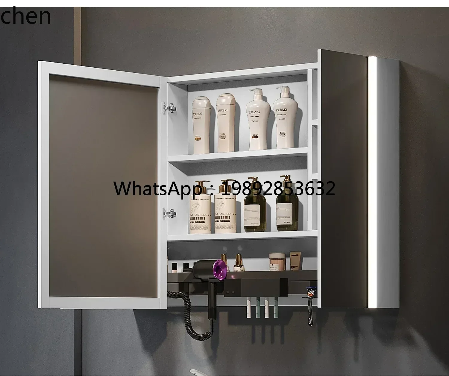 HH  Smart Bathroom Mirror Cabinet Multifunctional Socket Toilet Electric Hair Dryer Holder Storage Mirror