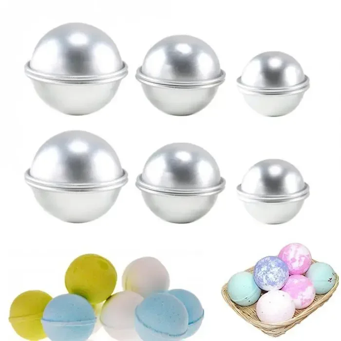 6PCS DIY Spa Tool Accessories Mini Aluminum Alloy Shallow Semicircle Bath Bomb Salt Ball Metal Mold 3D Sphere Shape 3 Size