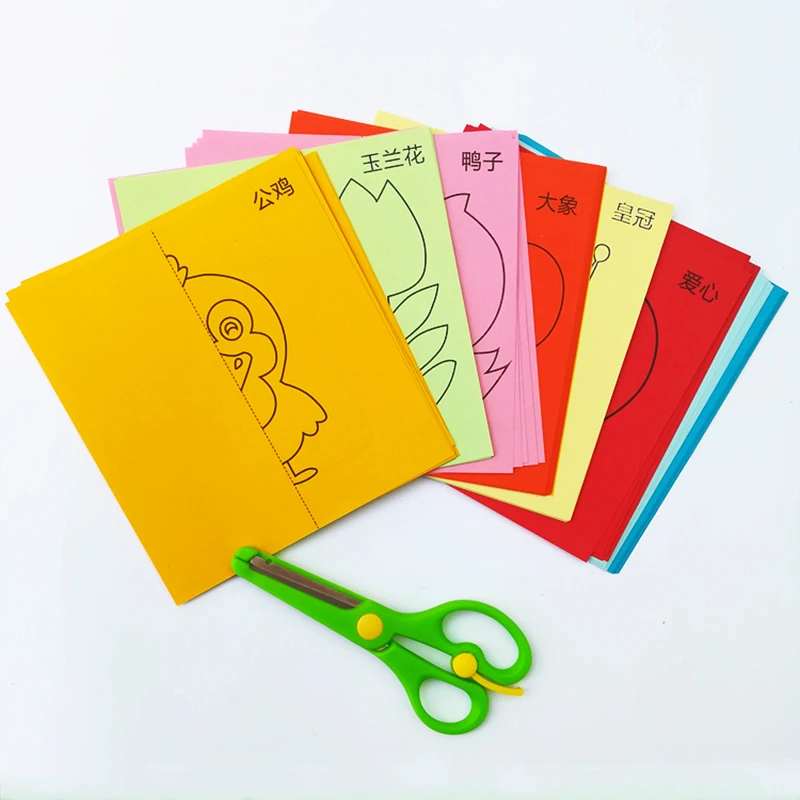 48/96 arkuszy Papierowe wycinanki dla dzieci Zabawki Wczesna edukacja Kolorowy papier Rękodzieło Malowanie Artykuły plastyczne Nożyczki TMZ