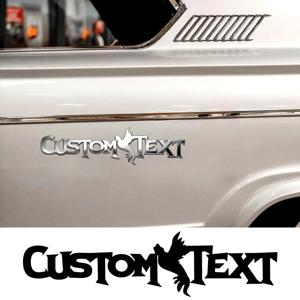 1PC Trendy Disordered Font Style Customized Name Car Sticker Flying Bird Metal Accessories DIY Car Styling Personalized Gifts