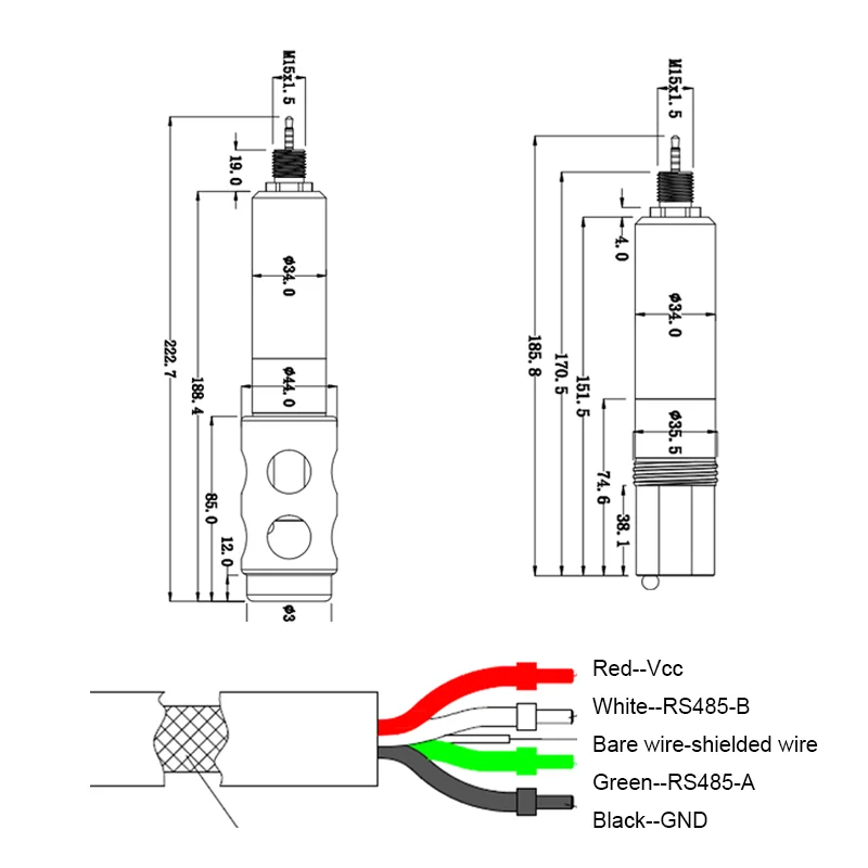RS485/MODBUS OUTPUT SMART AQUATIC DIGITAL SENSOR for NITROGEN COMPOUNDS AMMONIA NITRATE NITRITE TOTAL NITROGEN PH SENSOR