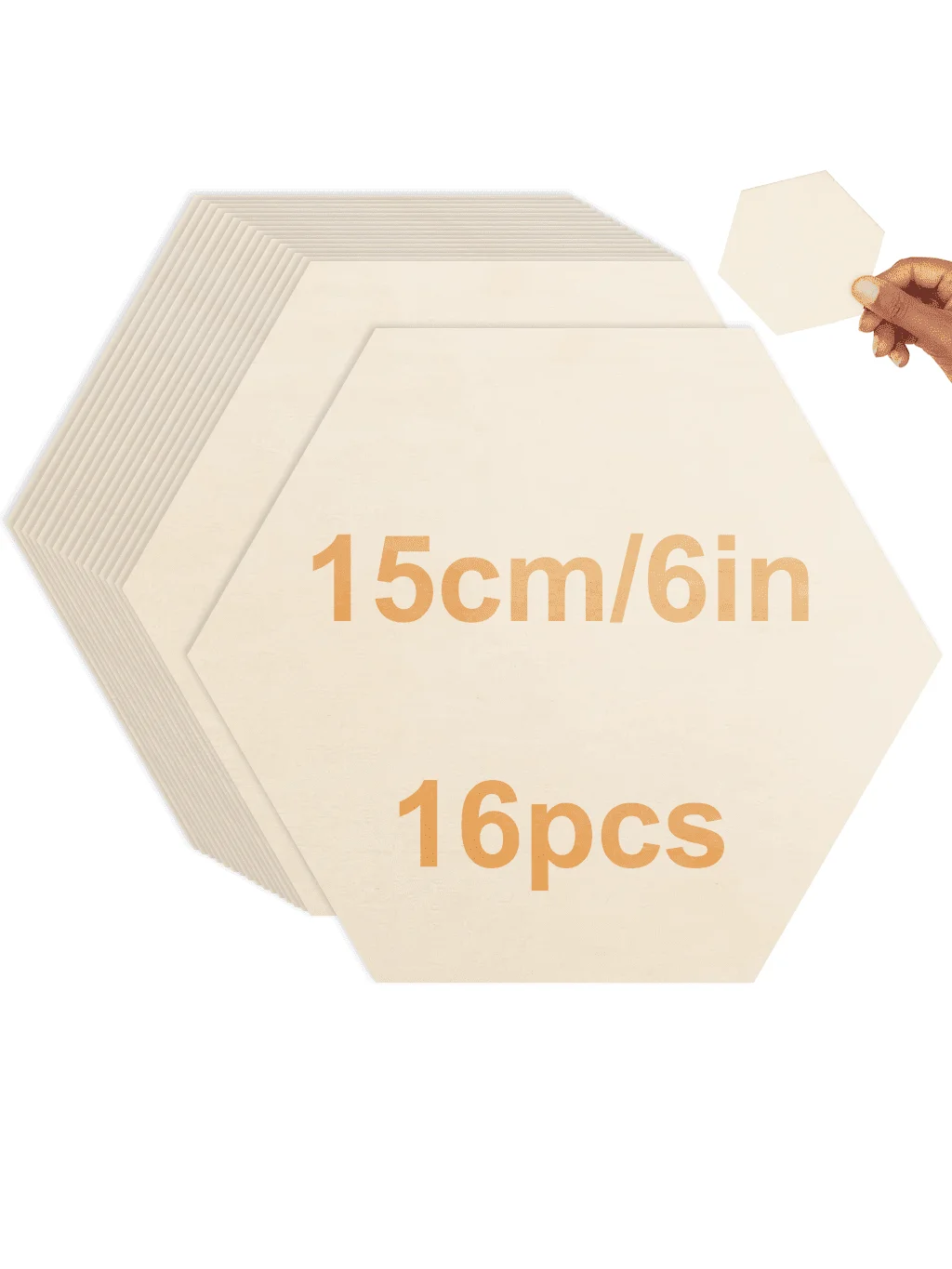 4-piece/8-piece/16-piece wooden hexagonal pieces for DIY crafts, 6-inch cut, suitable for wood burning, painting, and wall decor